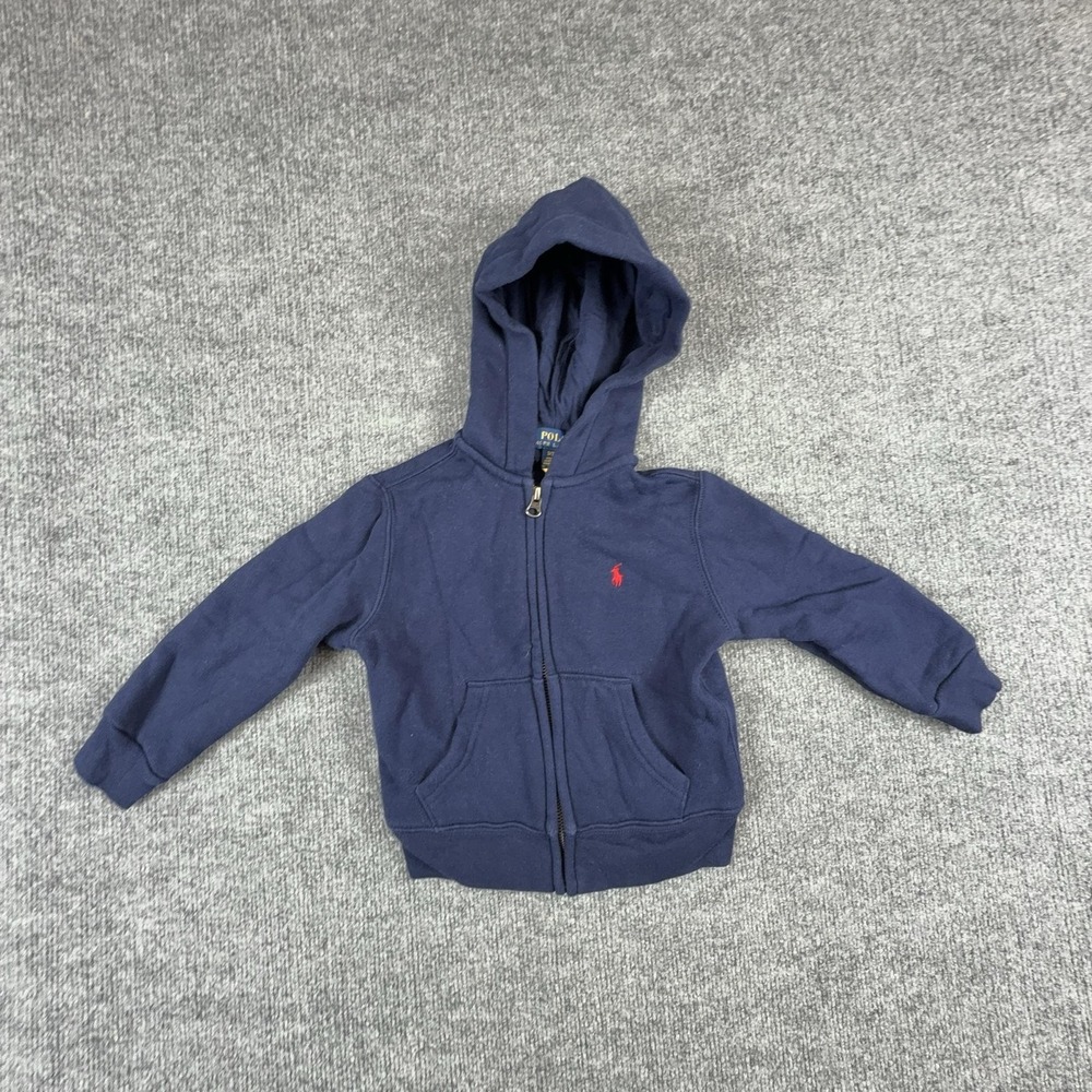 Polo Ralph Lauren Hoodie Sweatshirt Unisex Kids‎ 3T Blue Full Zip Pony Logo